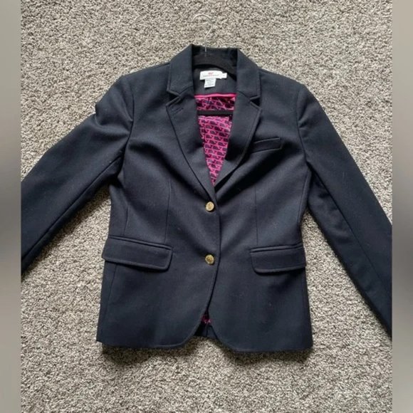 Vineyard Vines Navy Blue Blazer with Pink Trim - Picture 1 of 5